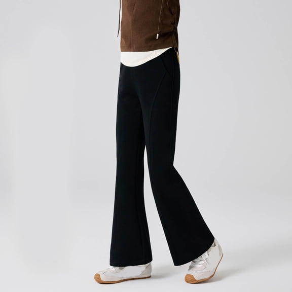 Girls Flared Pants Joggers Casual Bootcut Trousers For Kids Fall Everyday Wear Soft Stretchy Comfortable Outfit