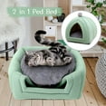 thumbnail image 2 of Cute Pet Cat Bed Puppy Kennel Dog House Winter Warm Washable Sleeping Cushion Sofa Velvet Nest Comfortable Cave Tent for Indoor green, 2 of 7