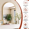 thumbnail image 3 of Blorly Bathroom Mirror, 24"X36" Inch Gold Wall Vanity Arch Mirror, Rounded Arch Mirror, Anti-Rust, Tempered Glass, Hangs Vertically, 3 of 9