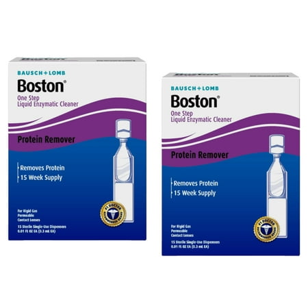 Boston One Step Liquid Enzymatic Cleaner – from Bausch + Lomb, 15 Sterile Single-Use Dispensers - 2 Pack
