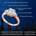 thumbnail image 2 of Gem Stone King 18K Rose Gold Plated Silver White Moissanite 3-Stone Ring for Women (2.07 Cttw, 8X6MM Emerald Cut and 3.5 Trillion, Gemstone Birthstone, Size 6), 2 of 5