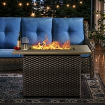 Ovios Outdoor Wicker Propane Fire Pit Table 42-Inch 50,000 BTU Flame ...