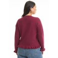 thumbnail image 2 of June & Vie Women's Plus Size Ruffle Hem Buttoned Sweater, 2 of 3
