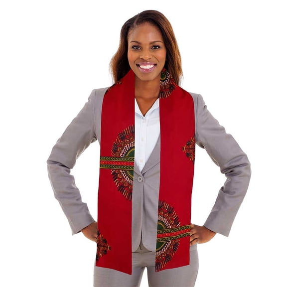 Red Dashiki African Print Stole/Sash