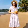 thumbnail image 4 of Vsdgher Patte Rose pour Femmes Été 2025 Décontracté Robes Midi Maxi Légères Manches Courtes Col Rond Robe de Plage, 4 of 6