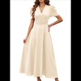 thumbnail image 3 of Vestido de Verano Elegante, Moderno e Informal con Escote en V y Corta para Mujer, Ideal para Vacaciones y Cócteles. Color Albaricoque S, 3 of 8