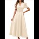 thumbnail image 3 of Vestido de Verano Elegante, Moderno e Informal con Escote en V y Corta para Mujer, Ideal para Vacaciones y Cócteles. Color Albaricoque S, 3 of 8