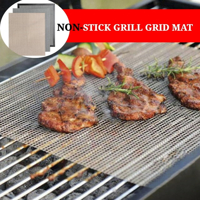 Yucurem BBQ Grill Mat Cutable Barbecue Mesh Grill Mat Grill Grid Mat (Black with Hemming 1pc