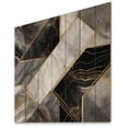 thumbnail image 2 of Designart "Marble Granite Agate with Gold Accents IV" Modern Geometric Print on Natural Pine Wood, 2 of 5
