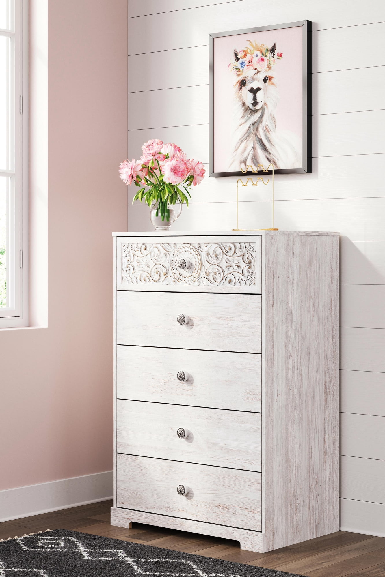 Signature Design by Ashley Casual Paxberry Chest of Drawers, Whitewash