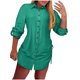 thumbnail image 2 of mfyjkho Vestidos casuales para mujer, Vestido informal liso de manga larga con cuello vuelto y botones en ambos lados para mujer Vestidos de fiesta para mujer xl, 2 of 6