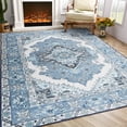 thumbnail image 2 of Softlife Ultra-Thin Chenille Vintage Area Rug Oriental Tribal Antique Carpet Boho Style, 9' x 11', Blue, 2 of 8