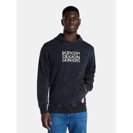 K-Pop Demon Hunters, Men's & Big Men's Graphic Hoodie with Overshoulder Print, Sizes XS-5XL