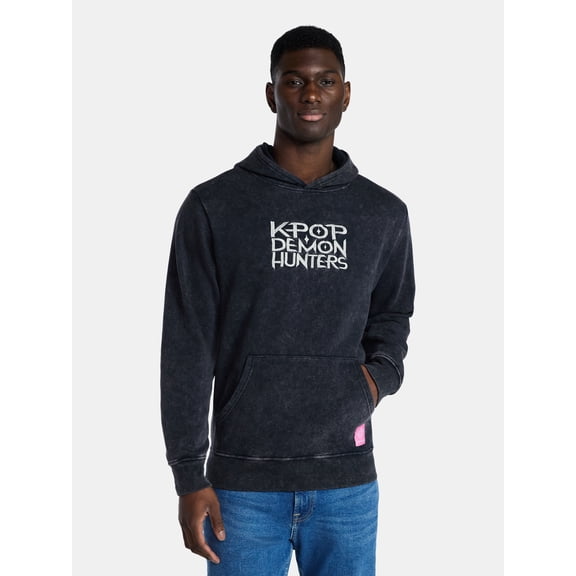 K-Pop Demon Hunters, Men's & Big Men's Graphic Hoodie with Overshoulder Print, Sizes XS-5XL