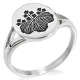 thumbnail image 1 of Stainless Steel Toyotomi Samurai Crest Minimalist Oval Top Polished Statement Signet Ring, 1 of 1