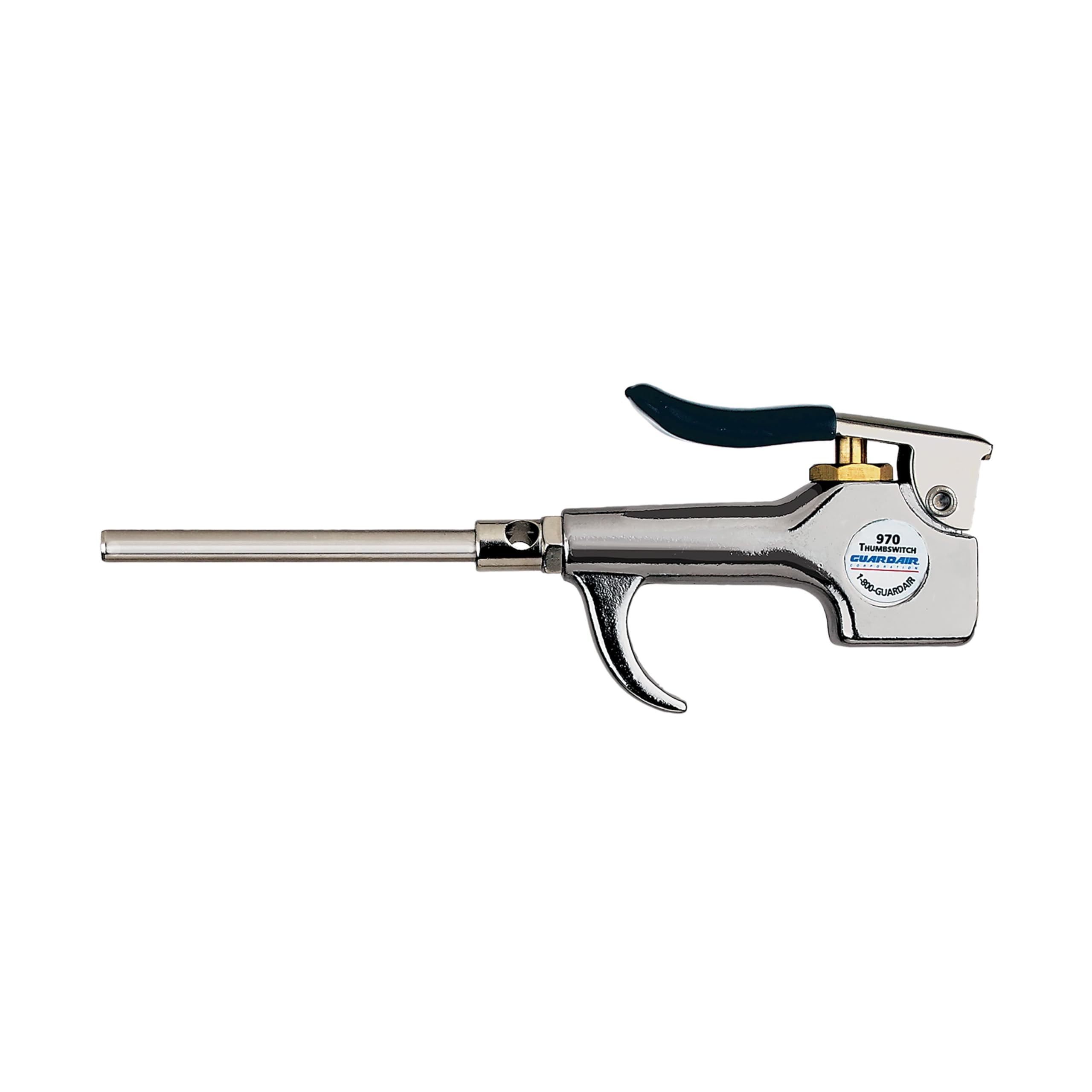 Guardair ThumbSwitch Safety Air Gun with 12" Steel Extension - Compact & Comfortable Palm Fit, Durable Cast Zinc Body, Venturi Nozzle, 1/4" FNPT Inlet
