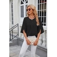thumbnail image 2 of Blusa de mujer, elegante escote en V, mangas 3/4, blusas casuales, tops tipo túnica, 2 of 8