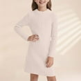 thumbnail image 2 of XUELUO Big Girls Dresses Ribbed Knit Long Sleeves Crew Neck Skirts Spring Winter & Daily Moments Kids Slim Sweater Dress, 2 of 5