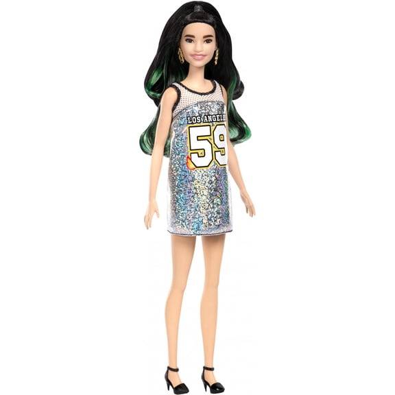 Barbie Fashionistas Doll, Tall Body Type with Silver Jersey Dress