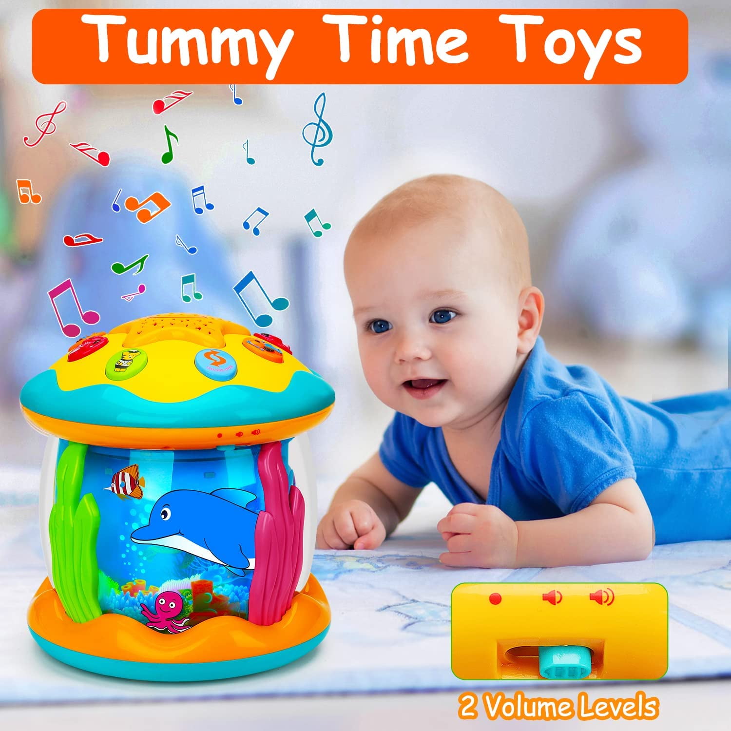 Hhhc Baby Toys 6 To 12 Months 4 In 1 Musical Projector Rotating Tummy Time Learning Light Up Infant Baby Toys 0 3 3 6 9 12 18 Month Babies Toddlers 1