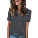 thumbnail image 1 of Tops de Color Sólido para las Mujeres, Botón de Cuello en V de Manga Corta, Top de Moda Casual para las Mujeres, 1 of 9