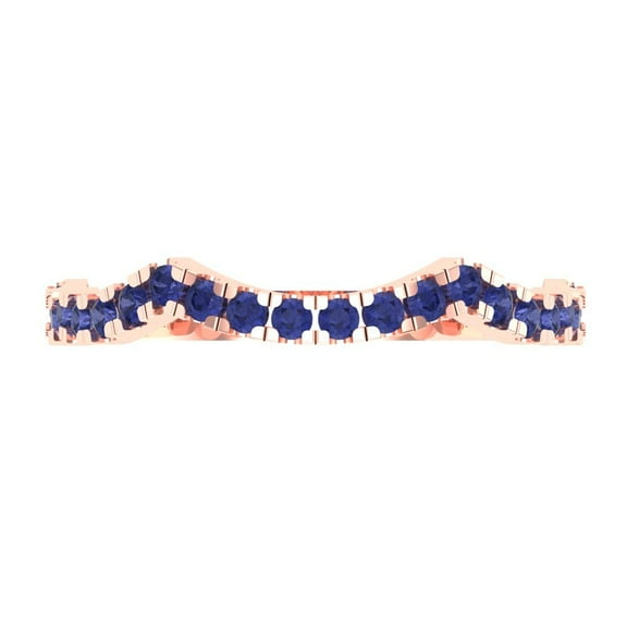0.36 ctw Wedding Band for Women - 18K Rose Gold Simulated Tanzanite Stackable Eternity Ring