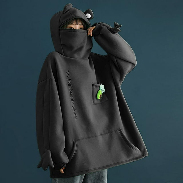 Women's Stitching Three-Dimensional Pocket Cute Design Pullover Sweatershirt