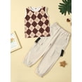 thumbnail image 2 of Wassery Toddler Kids Girls 2 Piece Summer Clothes Sleeveless Plaid Print Tank Tops and Elastic Cargo Pants with Pockets Set 3T-6T, 2 of 9