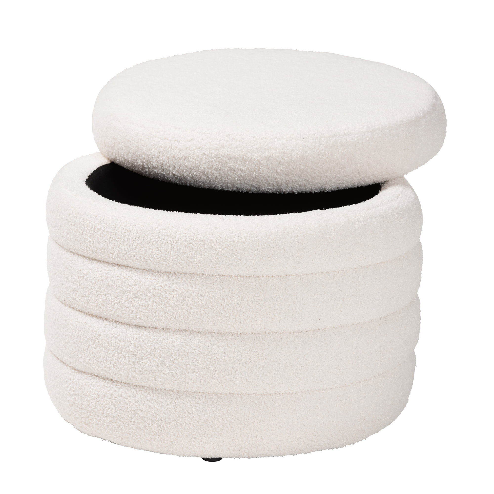 Baxton Studio Tabitha Modern and Contemporary Ivory Boucle Upholstered Storage Ottoman