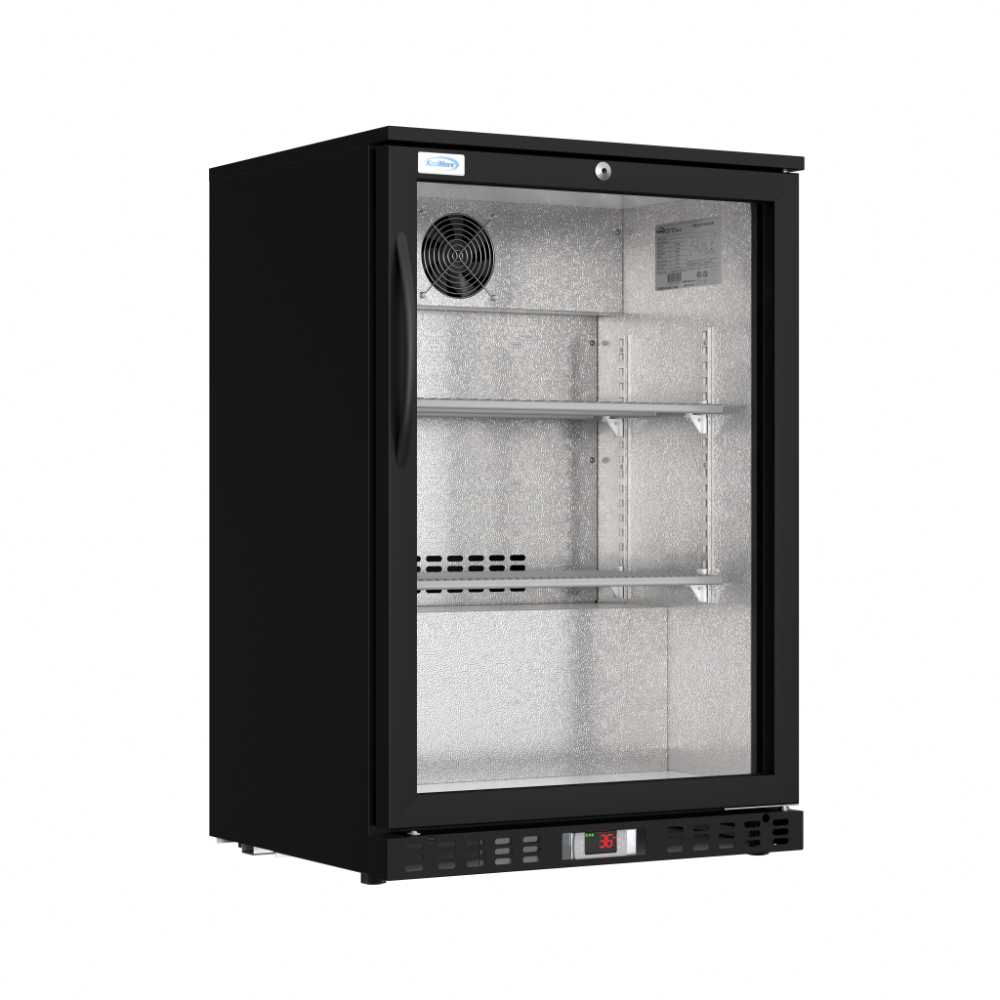 4.1 Cu. Ft. Stainless Steel Back Bar Cooler Counter Height Beverage Refrigerator with Glass Swing Door and LED Lighting in Black (Office or Commercial)