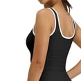 thumbnail image 5 of Sevevn Women's Contrast Trim Square Neck Crop Tank Top High Stretch Sleeveless Workout Cami Slim Fit Athletic Yoga Top, 5 of 5