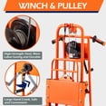 thumbnail image 6 of AECOJOY Material Lift Winch Stacker,500 Lbs Capacity Manual Pallet Truck Dolly with Lockable Swivel Casters 35" Max Lift Height– Ideal for Warehouse, Workshop and Garage Use, 6 of 11