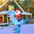 7.7 FT Tall Christmas Inflatable Santa Ride on Dinosaur with Buildin