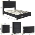 thumbnail image 6 of Merluxy 5 Piece Farmhouse Bedroom Set, Queen Bed Frame with 49" Fluted Headboard, 2 Dressers, 2 Drawer Nightstand with Charging Stand, Black, 6 of 8