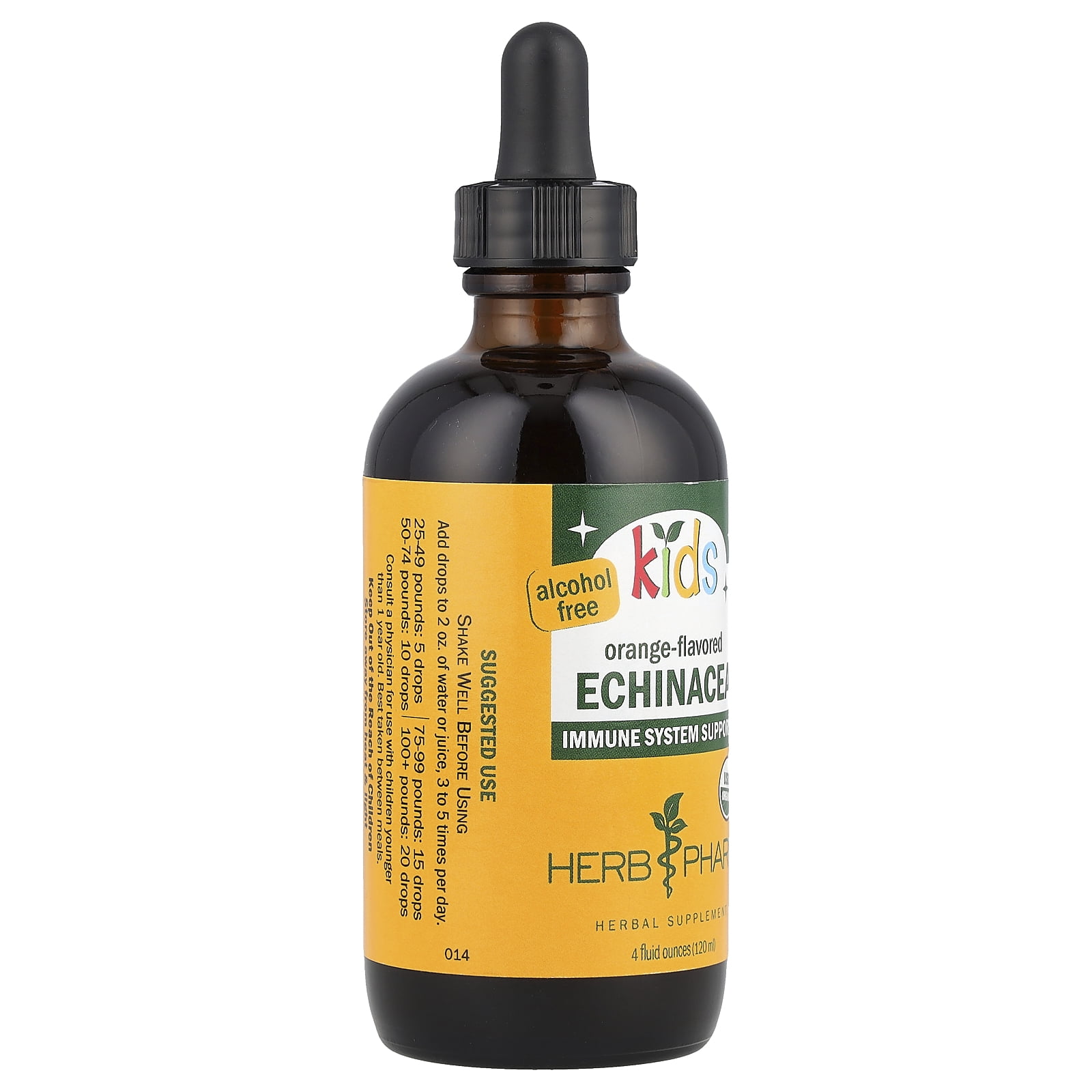 Herb Pharm Kids Echinacea, Alcohol Free, Orange , 4 fl oz (120 ml)