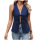 thumbnail image 2 of Xuyuer Womens Tops Tie Front Sleeveless V Neck Sweater Vest Knit Tops 2026 Summer Cardigan Hollow Out Beach Cover Up Solid Tops Y2K Vintage Cardigan Cropped Open Sweater Vest Streetwear, 2 of 7