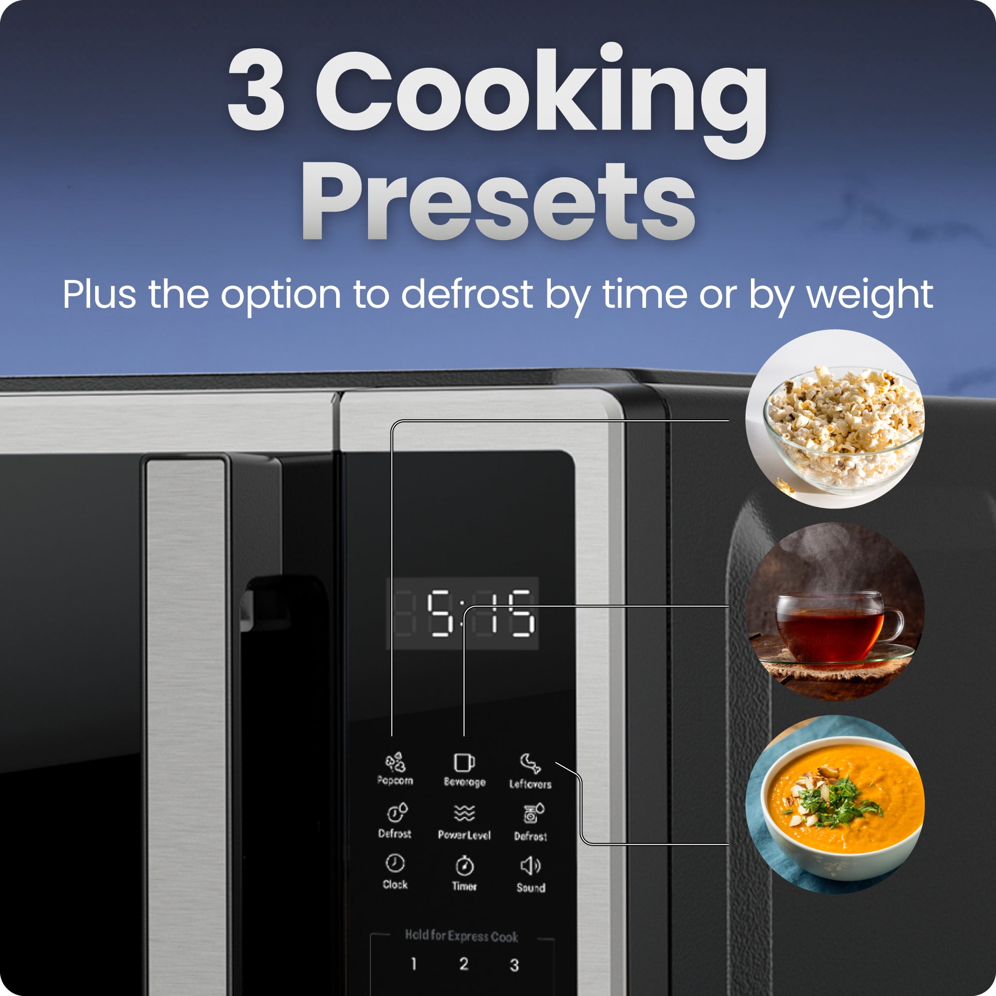 Chefman Countertop Microwave Oven 0.7 Cu. Ft., 700W, 3 Presets, & 10 Power Levels – Stainless Steel