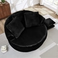 thumbnail image 5 of NkurdSu 61" Oversized Boneless Round Chair, Indoor Deep Seat Cloud Chaise Lounge with 5 Pillows, No Assembly Accent Barrel Chair for Living Room, Bedroom, Black Corduroy, 5 of 6