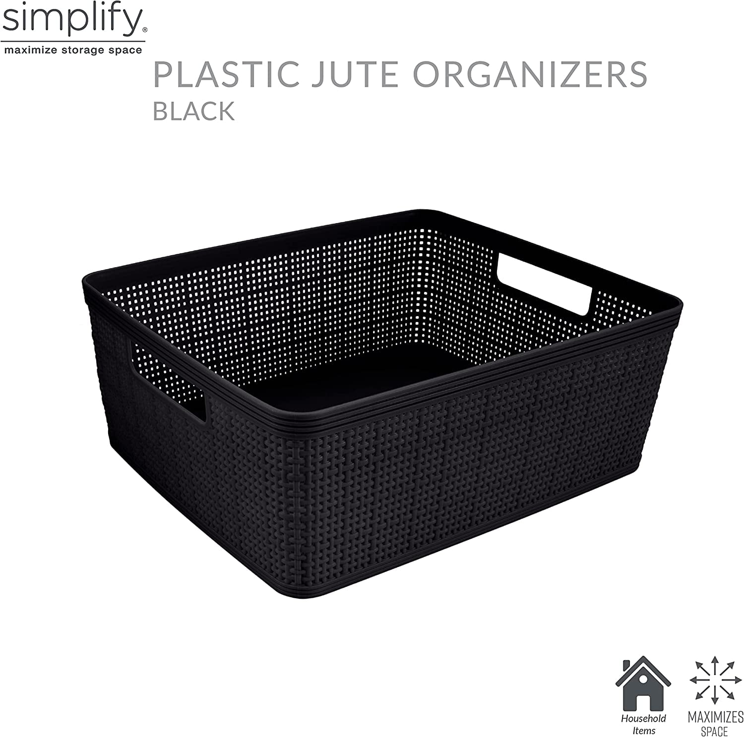 10 Piece Organizing Set | Multiple Size Bins | Multipurpose | Office | Desk | Dorm | Bathroom | Storage Basket | Small Items | Accessories | Black