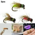 thumbnail image 3 of 5pcs Fly Hook Trout Fishing Lures Fast Sinking Tungsten Bead Head Nymph Fly Bait, 3 of 6
