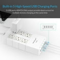 thumbnail image 3 of Zettaguard ZG650 WHT Mini 6-Outlet Travel Power Strip / Surge Protector with USB Charger & 5' Power Cord, White, 3 of 7