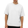 thumbnail image 4 of PiGOGI Men's Fake Two-Piece T-Shirt, Color Block Short Sleeve Round Neck Top, Fashion Casual Tee for Daily Stylish Wear White XL, 4 of 9