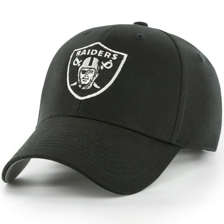 Raiders Fitted Hats - Men's Fan Favorite Black Oakland Raiders Mass Basic Adjustable Hat - OSFA