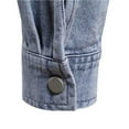 thumbnail image 6 of HOOMEUMY Men's Denim Shirt Long Sleeve Button Down Slim Fit Turndown Collar Washed Jean Jacket Workwear Tops Blue S, 6 of 7