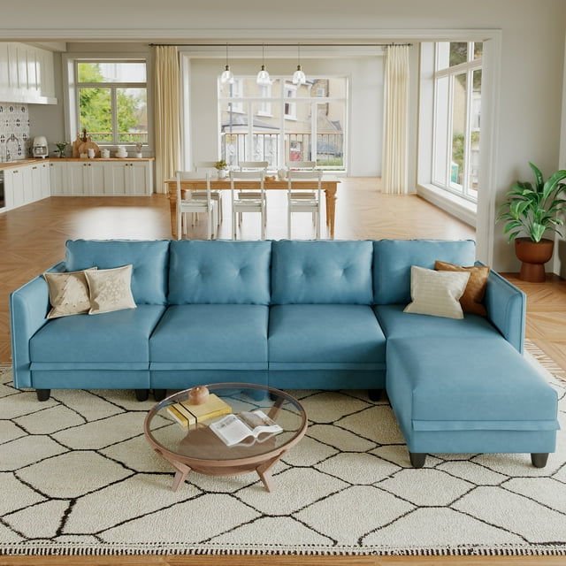 LLappuil Modular Sectional Sofa, 5 Seat Modular Sectional Sofa with Storage, Faux Leather Waterproof Sofa for Living Room