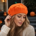 thumbnail image 4 of LoTiSee Pumpkin Knitted Beret 10 Inch Halloween Winter Beanie for Adult Little One Orange Multiple Sizes Available, 4 of 6