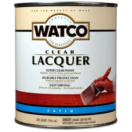 Watco 63241 Lacquer Clear Wood Finish, Quart, Clear Satin, Ideal for use on furniture, doors, cabinets and paneling; not recommended for floors or exterior surfaces By (Best Way To Clean Lacquer Furniture)