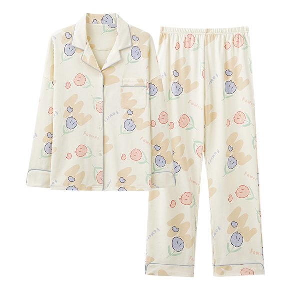 HNMKIU Womens Pyjamas Pyjamas Female Autumn 2023 New Long Sleeved Thin Of Can Be Worn Outside The Big Yards Of Home Wear Suit