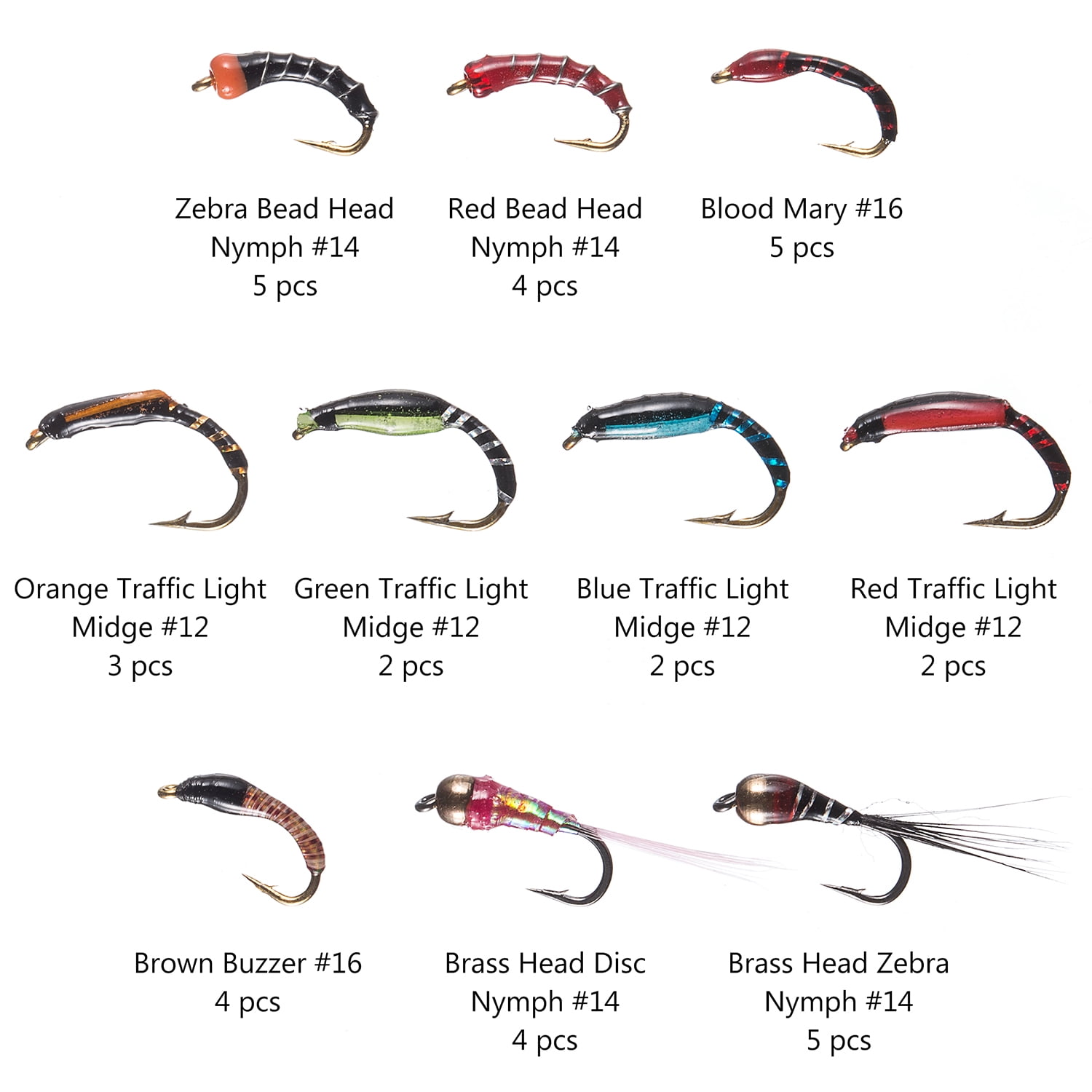 Bassdash Fly Fishing Lures Kit with Box Nymph Beadhead Wet Fishing Dry Flies for Trout Bass Salmon