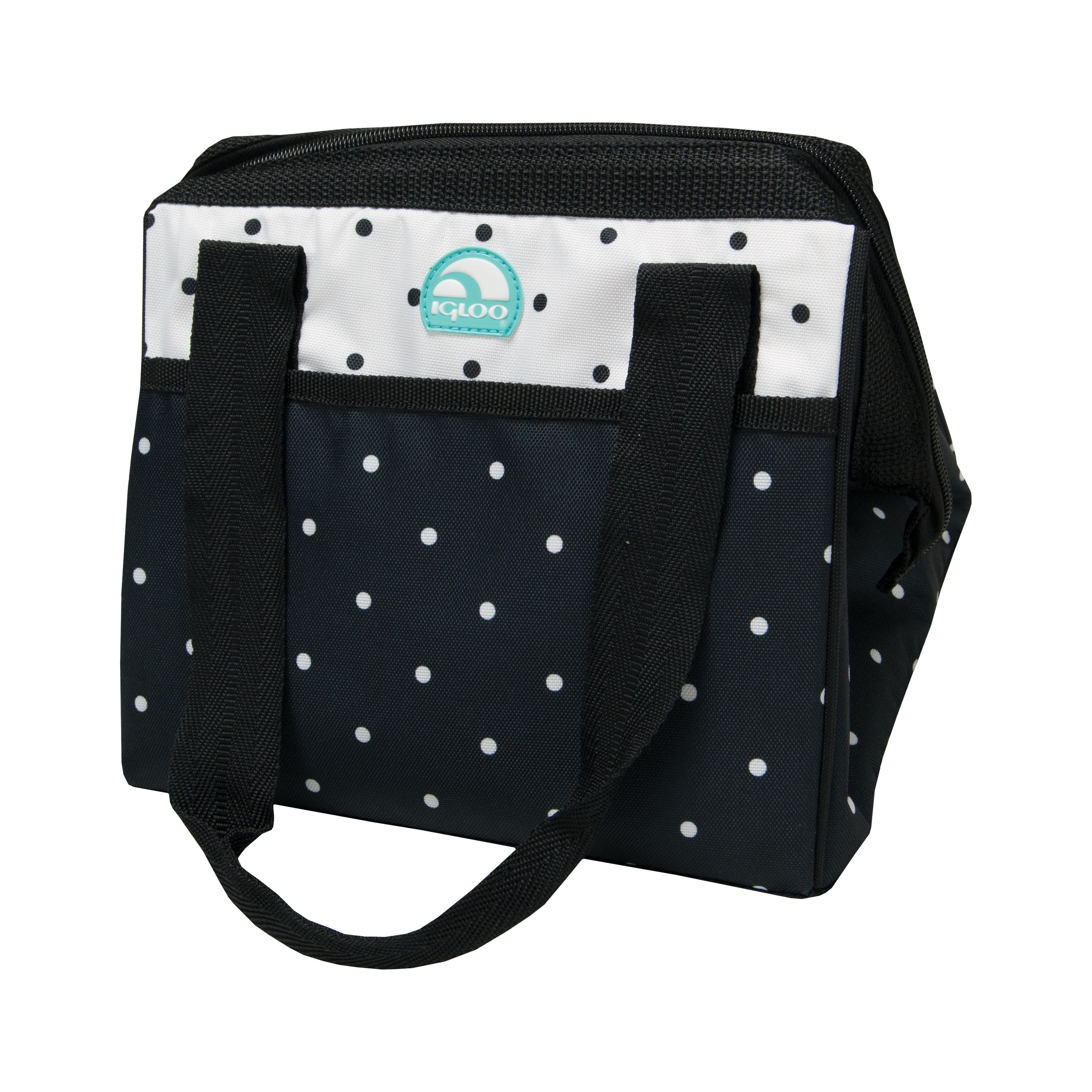 Igloo 9 Can Leftover Tote Lunch Cooler Bag Black Dot